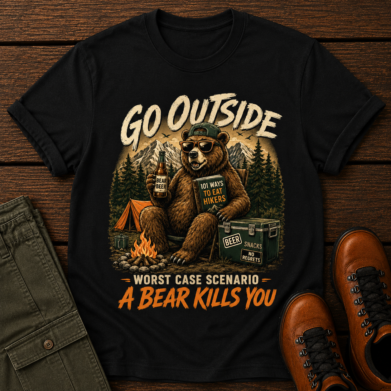 Go Outside Worst Case Bear T-Shirt
