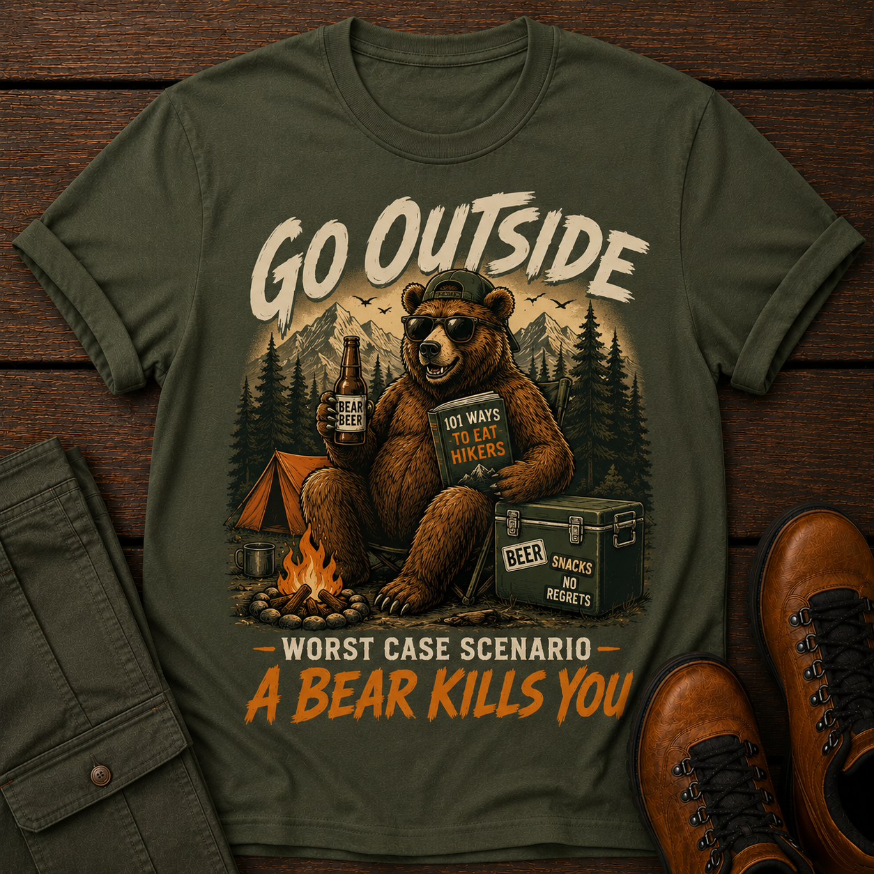 Go Outside Worst Case Bear T-Shirt