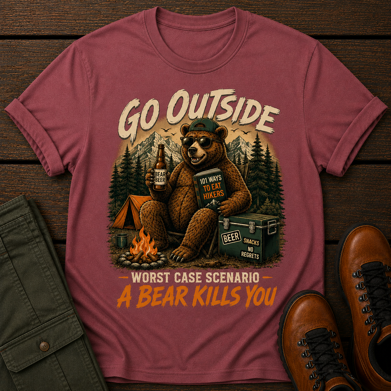 Go Outside Worst Case Bear T-Shirt