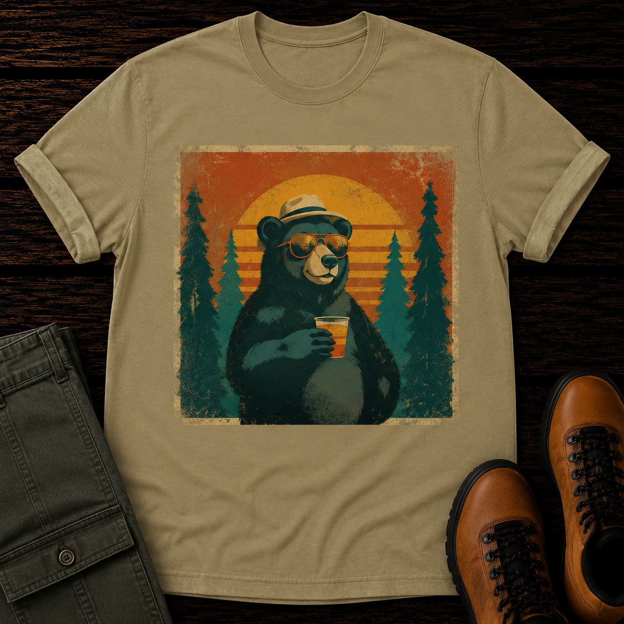 Coffee Bear Retro T-Shirt