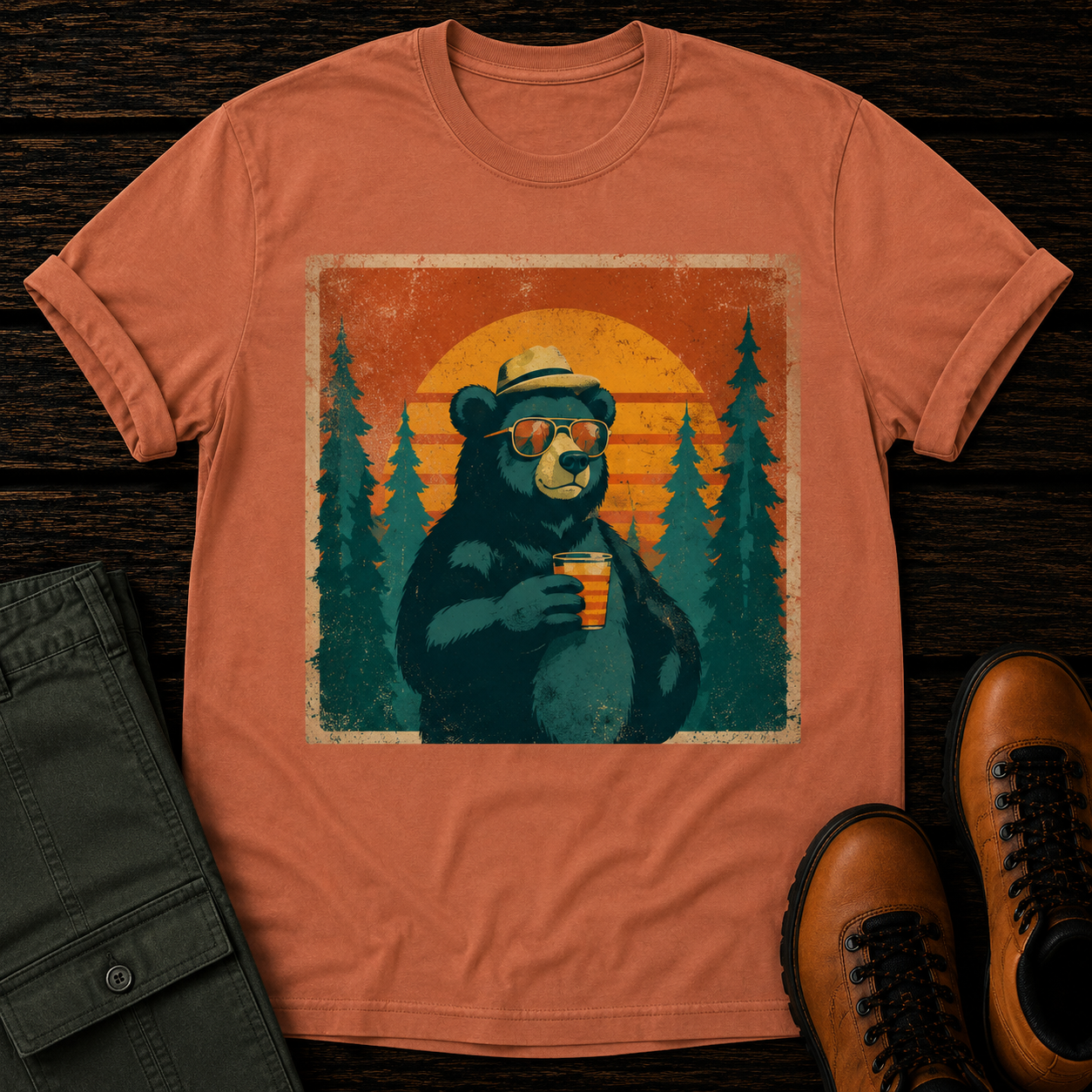 Coffee Bear Retro T-Shirt