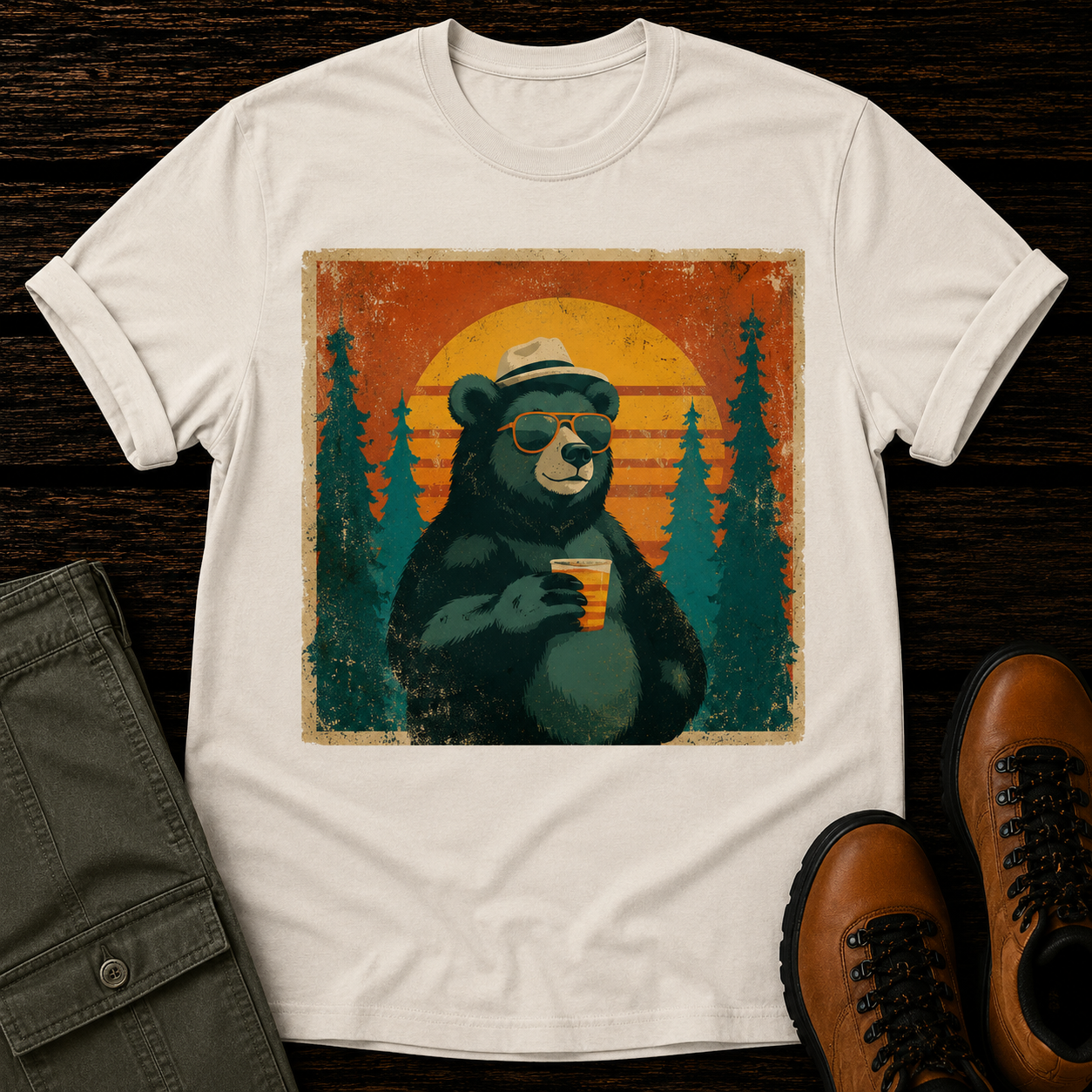 Coffee Bear Retro T-Shirt