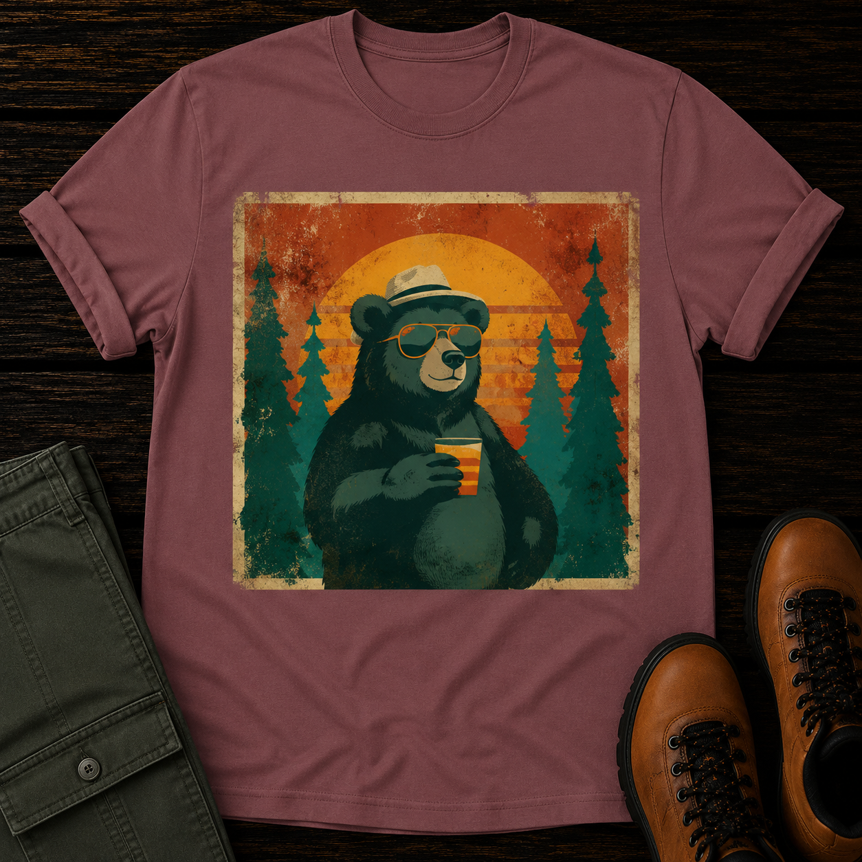 Coffee Bear Retro T-Shirt