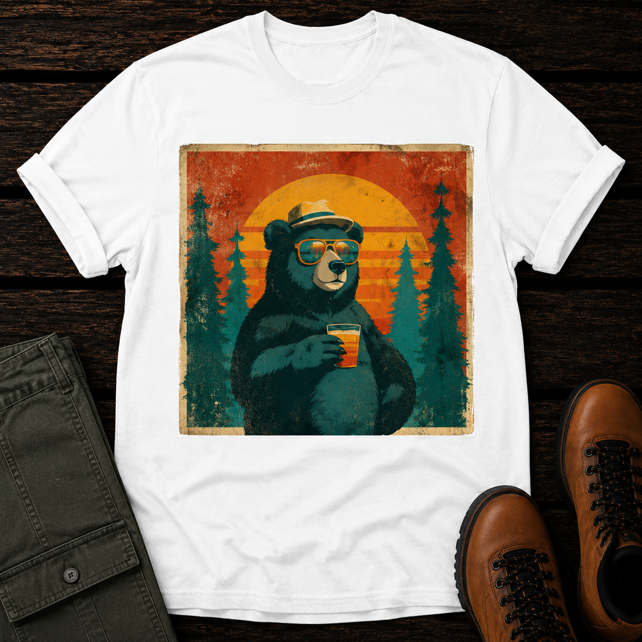 Coffee Bear Retro T-Shirt