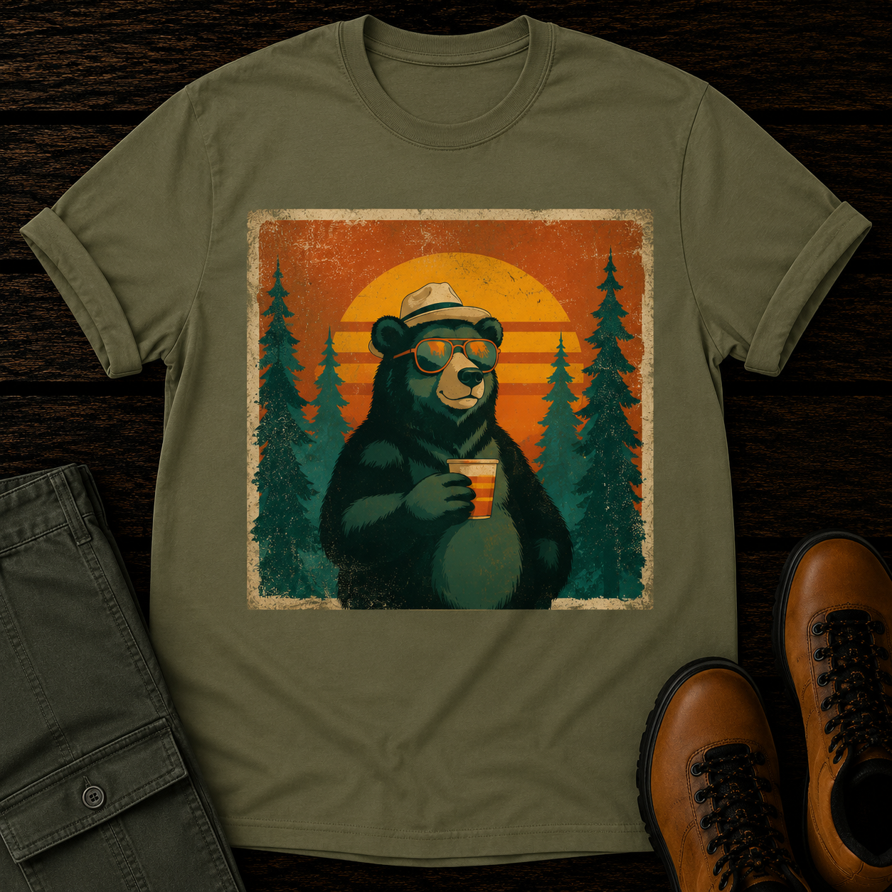 Coffee Bear Retro T-Shirt